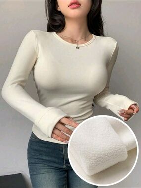 Duo Long-Sleeve Fitted Crewneck Top